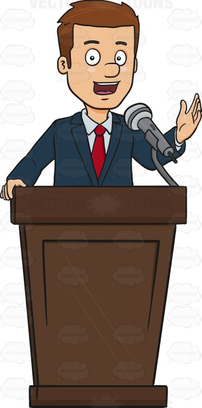 A man in a suit standing behind a podium giving a speech